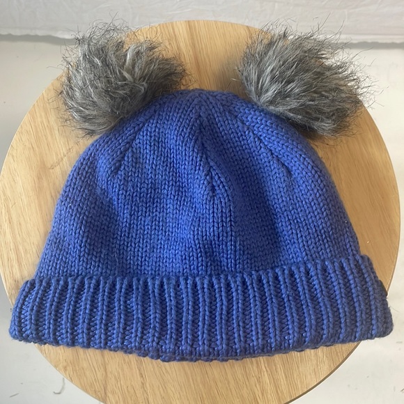 Columbia kids fleece lined winter hat periwinkle blue with pompoms - Picture 1 of 5